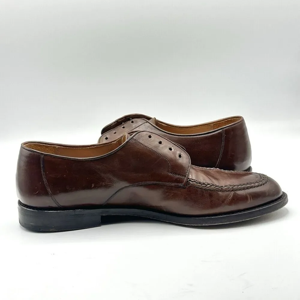 Mezlan Men's Derby Size 8.5 M Brown Leather Moc Toe Dress Shoes Reus No Laces